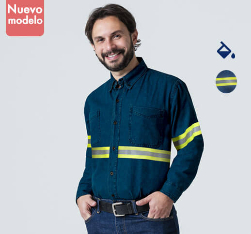 Camisa con reflejante de mezclilla